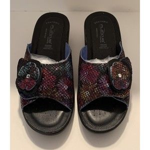 Flexus Anatomic Anti Shock Vera Pelle Rosette Leather  Sz  5.5  Italian Sandal